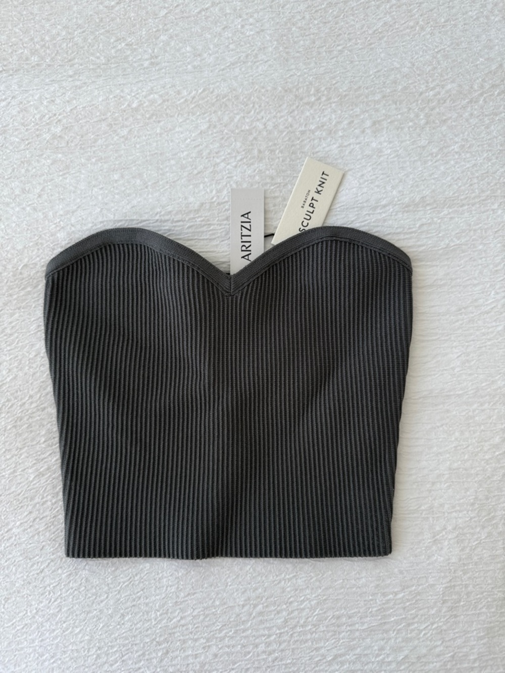 Aritzia Sculpt Knit Strapless Ribbed Bustier - Charcoal Gray - Picture 1 of 3